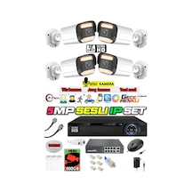 5mp Ip Sesli Renkli Gece Görüşlü 4 Lü Akıllı Güvenlik Kamera Seti Yüz Ve Araç Tanıma
