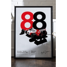 Mclaren Formula 1 Siyah Ahşap Çerçeveli Poster, Dekoratif Araba Duvar Tablosu