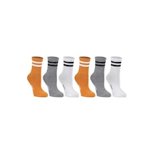 Ozzy Socks Kolej Çorabı Beyaz - Gri - Sarı 6'lı