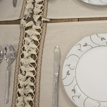 Dnc Home Tekstil Ndchome 6lı Keten Amerikan Servis Seti 35x55 Krem