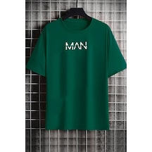 Unisex Man Baskılı T-shirt Yeşil