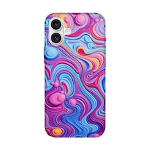 İphone 16 Uyumlu Baskılı Şeffaf Telefon Kılıfı Koleksiyon: Colorwave Flux 10