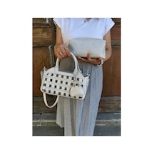 Just Polo Kadın Yeni Sezon Örgü Detaylı Ayarlanabilir Askılı Şık Çapraz El & Omuz Çantası Ebat : 26 X 17 Cm Rugan Taş