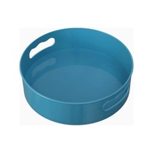 Mavi 360 Döner Tepsi Mutfak Saklama Kapları Baharat Kavanoz Aperatif Yiyecek Tepsisi Banyo Saklama Kutusu Kaymaz Kozmetik Organizatör Mavi