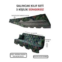3 Kişilik Lüks Salıncak Kılıf Seti Süngersiz Yaprak Desen Yeşil