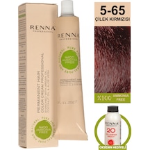 Renna Bitkisel Amonyaksız Saç Boyası 60 Ml 5-65 Çilek Kırmızısı Oksidan Hediyeli