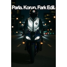 Xmlbayiciniz Motosiklet Reflektörlü Yelek, Su Geçirmez, Full 3m Reflektör, Siyah-beyaz, Xs Beden Genel