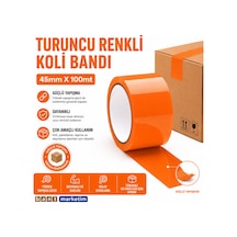 Turuncu Koli Bandı 45mmx100m Renkli Koli Bantı Turuncu Renk Hotmelt Yapışkanlı 38716 1