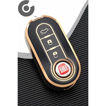 Fiat 500 Doblo Fiorino Punto Ducato Bravo Panda Tpu Anahtar Kılıfı Siyah Gold