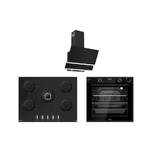 Tommatech TAF6004BSP - TAO7001BG - TDE6001BG TT300 Siyah Ankastre Set