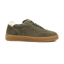 Kadın Yeşil Kalın Tabanlı Süet Deri Sneaker
