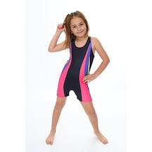 Kız Çocuk Geometrik Renk Yeni Sezon Renk Geçişli Yüzücü Tarz Şortlu Mayo