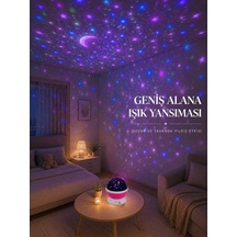 Mey İthalat Yıldızlı Gökyüzü Projektörü Pembe Renkli Döner Çocuk Odası Gece Lambası Çok Renkli