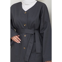 Kemerli Ceket Pantolon Gabardin Takım 1557 - Antrasit Antrasit