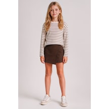 Esila Kids Kız Çocuk Gabardin Şort Etek Günlük Rahat Ve Şık Çocuk Şort Etek Modeli Acı Kahverengi