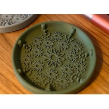 3d Baskı Makyaj Fırçası Temizleme Matı Dokulu Silikon Alternatifi Fırça Temizleyici Palet - Yeşil