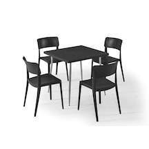 Siyah Kare Bahçe Masa Sandalye Takımı 80x80 Cm Dış Mekan İçin Şık Siyah