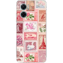 Redmi Note 11e Uyumlu Pembe Posta Pulları Baskılı Silikon Kılıf Renkli