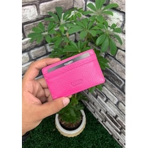 Guard Ultra İnce Unisex Fuşya Minimal Deri Kartlık Siayh