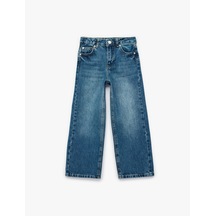 Koton Pamuklu Cepli Geniş Paça Denim Pantolon Orta İndigo 6skg40090ad İndigo