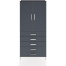 Hyperion Dolap Tek Raflı 5 Çekmeceli Tek Askılı 88x44x195 Ant... Antrasit