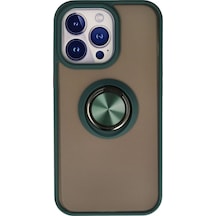 Apple İphone 15 Pro Max Kılıf Montreal Yüzüklü Silikon Kapak - Yeşil Çok Renkli