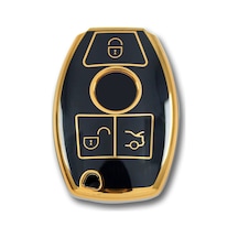 Lüx Mercedes Benz 2001-2016 Arası Be Tipi Nano Anahtar Kılıfı Siyah Gold Altın Renk