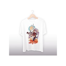 Looney Tunes Karakterleri Detaylı Unisex Tişört Beyaz