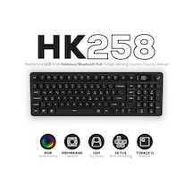 Hk258 Membrane Lcd Rgb Kablosuz/bluetooth Siyah Full Türkçe Gaming Oyuncu Klavye