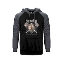 Hammerfall Steel Meets Steel Gri Renk Reglan Kol Sweatshirt / Hoodie