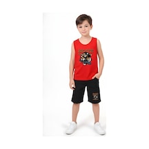 Fyk Kids Erkek Çocuk Baskılı Sıfır Kol Skate Crunch Alt-üst Takım Kırmızı