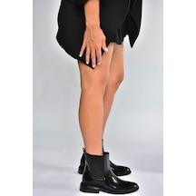 Fox Shoes V312367309 Siyah Alçak Topuklu Kadın Bot Siyah-Suni Deri