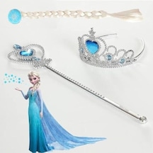 Frozen Elsa Frozen Karlar Ülkesi Elsa Örgü Saç Taç Asa Seti