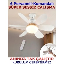 Enerji Tasarruflu Led Işıklı Uzaktan Kumandalı 6 Pervane Tavan Vantilatörü Sessiz Çalışan 2 Yıl  Türk