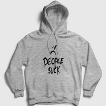 Presmono Unisex People Suck Xxxtentacion Kapüşonlu Sweatshirt Gri Melanj
