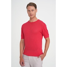 Efor Comfort Fit Bisiklet Yaka Kısa Kol Spor Mercan Triko Tr 881 Mercan