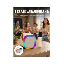 Taşınabilir Karaoke Mikrofon Seti Bluetooth Hoparlörlü Yeni Nesil Sarı