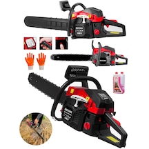 Steiner 2.8 Hp Turbo Profesyonel 52cc Çift Egzoz 50cm Ağaç Odun Dal Kesme Benzinli Testere Hızar Makinesi Kırmızı
