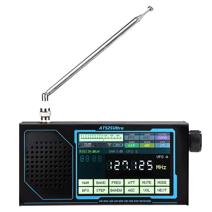 Hamgeek Ats25 Ultra Sdr Radyo Alıcısı Fm Sw Ssb Mw Lw Aır Band, Bluetooth Wifi, 4 İnç Dokunmatik Ekran