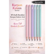 8 Li Soft Pastel Kurşun Kalem Seti Hb Uç, Premium Mat Gövde, Ofis & Okul İçin Renkli Kalem Çok Renkli