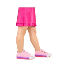 Kiko Kids Linen Cırtlı Kız Çocuk Keten Spor Ayakkabı Pembe