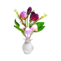 Novahub Mor Renkli Van Tabanı Güzel Gül Mantar Işık Sensörü 4 Led Gece Lambası Ev Dekor Us Plug Mor Mor