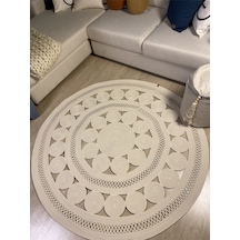 Mavaux Double Daisy Jüt Hasırlı Örgü Kilim Krem