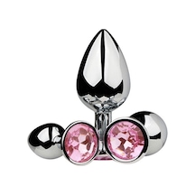 Hızlı Express Lovetoy Metal Gümüş 7 CM Taşlı Anal Plug Anal  Tıkaç