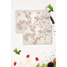 2' Li Takım 30X40 Cm Ve 20X30 Cm Yapay Güller Desenli Cam Kesim T