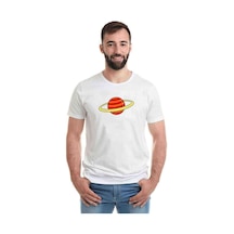 Saturn Baskılı Beyaz Erkek Tshirt (530997846)
