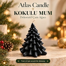 Siyah Kokulu Çam Ağacı Mum - Modern Dekoratif Yılbaşı Hediyesi