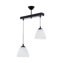 Sıralı Ikili Opal Camlı Avize Modern Avize 30 Cm En Siyah