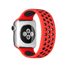 Watch 42mm Ayarlı Delikli Silikon Kordon - Kırmızı-siyah