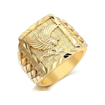 1 Adet Erkek Moda Altın Kaplama Punk Rock Kartal Yüzük Hip Hop Yüzük Lüks Parmak Takı 8 Altın